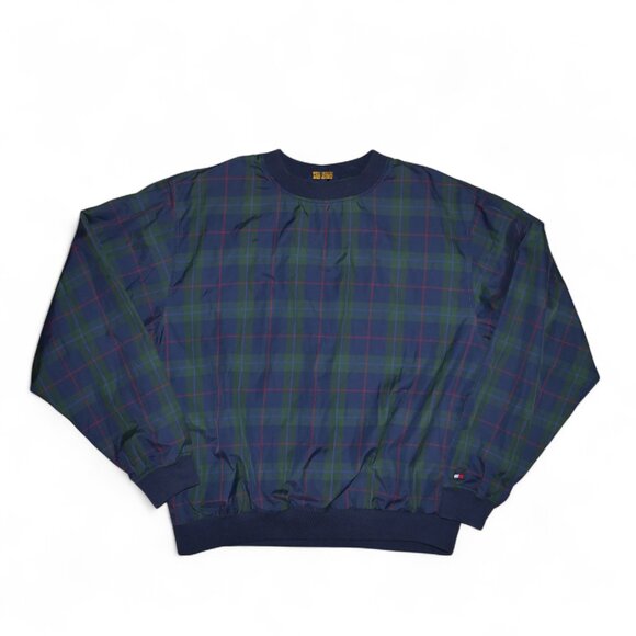 Tommy Hilfiger Golf Windbreaker Pullover Men's Size L Black Watch Plaid Jacket - Picture 1 of 8